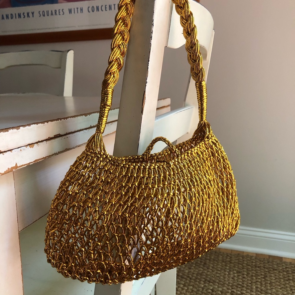 New w Tag: J Crew small Cadiz handknotted shoulder bag in metallic - Picture 4 of 10